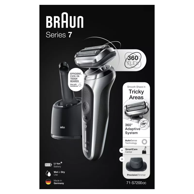 Folienschaber Braun Series 7 71-S7200c Schwarz Silber Lithium-Ionen 50 min