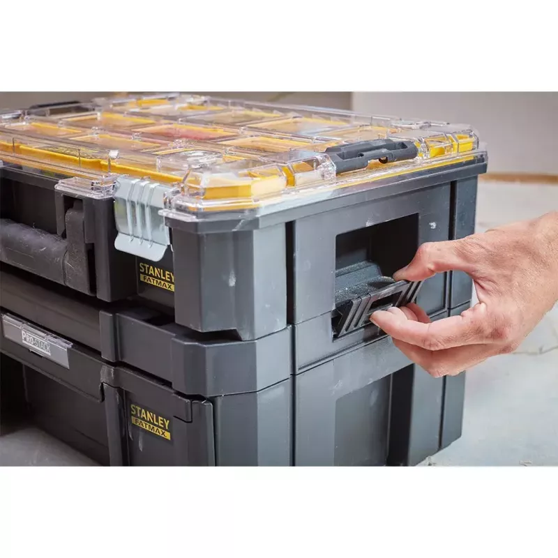 Werkzeugkasten STANLEY FMST82967-1, Metall & Polycarbonat, 337×440×119 mm, schwarz/transparent/gelb