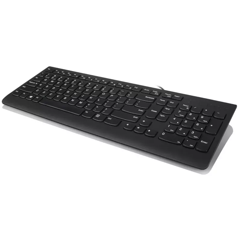 Kabelgebundenes Tastatur- und Maus-Set Lenovo 300 – Full-size QWERTY US-Englisch, USB, Schwarz, 1,8 m Kabel, Maus 1600 DPI