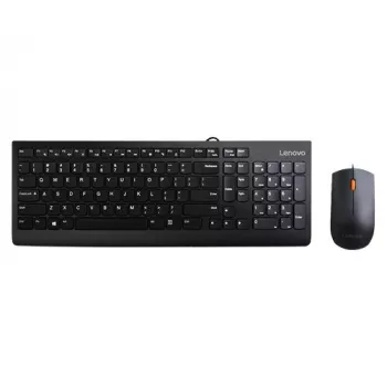 Kabelgebundenes Tastatur- und Maus-Set Lenovo 300 – Full-size QWERTY US-Englisch, USB, Schwarz, 1,8 m Kabel, Maus 1600 DPI