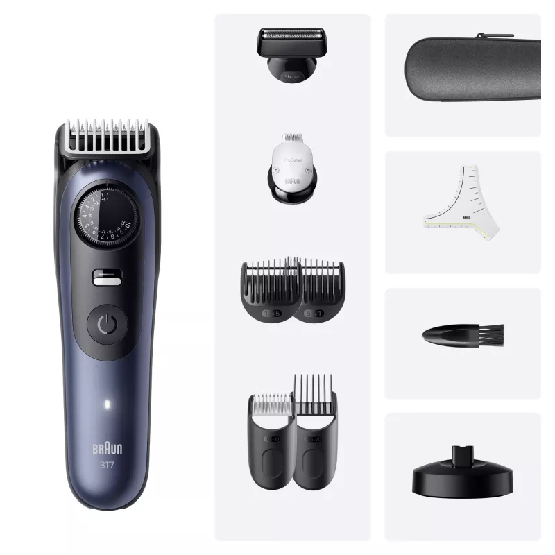 Barttrimmer Braun BeardTrimmer 7 BT7540 0.5-20 mm Batterie Schwarz Blau