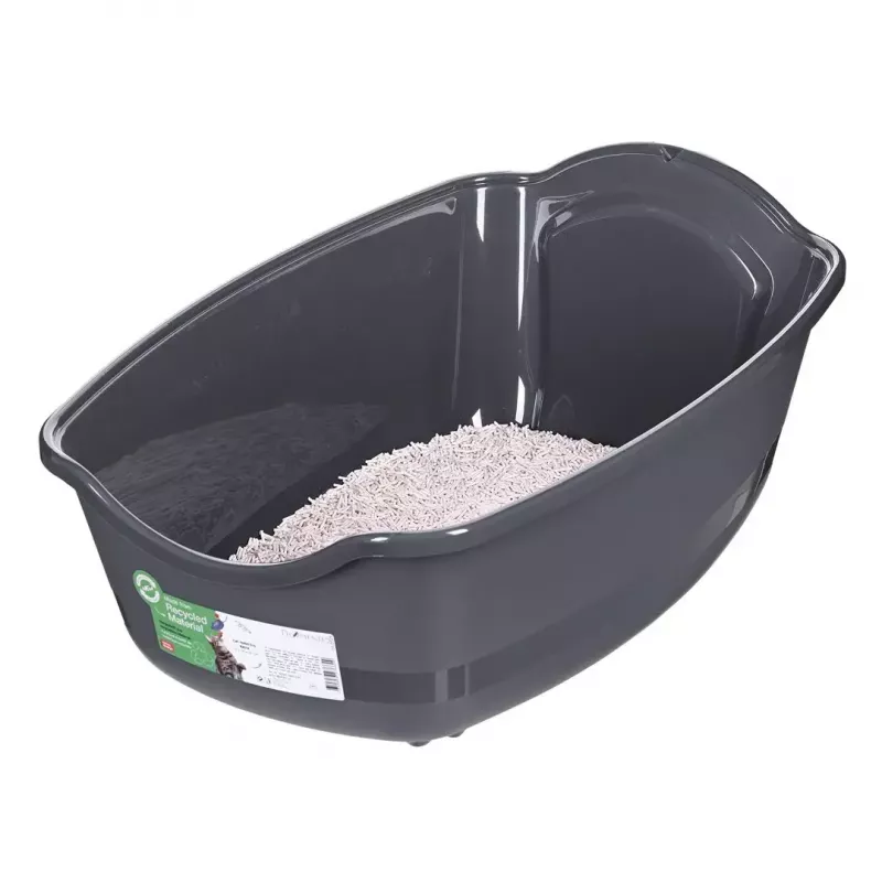 Katzentoilette DIAMENTIQ BAYA hellgrau/dunkelgrau 55,5×40×38,7 cm, Kunststoff, umkehrbare Tür