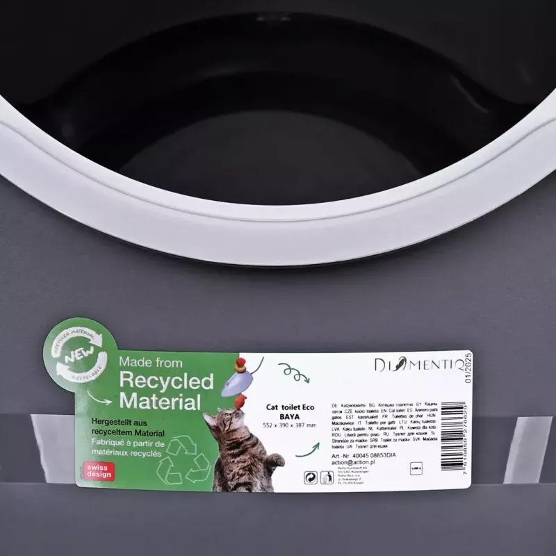 Katzentoilette DIAMENTIQ BAYA hellgrau/dunkelgrau 55,5×40×38,7 cm, Kunststoff, umkehrbare Tür