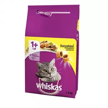 Trockenfutter für ausgewachsene Katzen Whiskas Adult Huhn 14 kg — Protein 30 %, Fett 12 %, Rohfaser 2 %