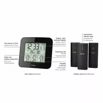 Hama „EWS-Trio“ Wetterstation, mit drei Sensoren, schwarz