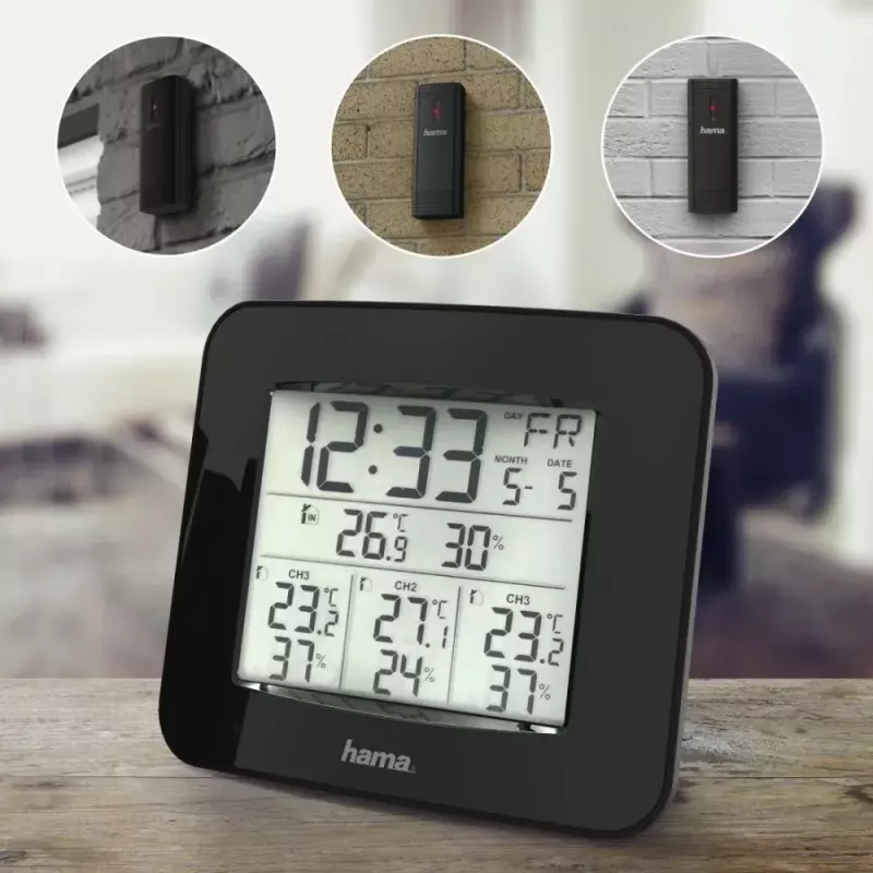 Hama „EWS-Trio“ Wetterstation, mit drei Sensoren, schwarz