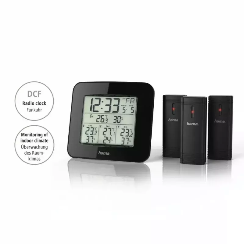Hama „EWS-Trio“ Wetterstation, mit drei Sensoren, schwarz