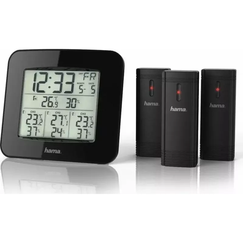 Hama „EWS-Trio“ Wetterstation, mit drei Sensoren, schwarz