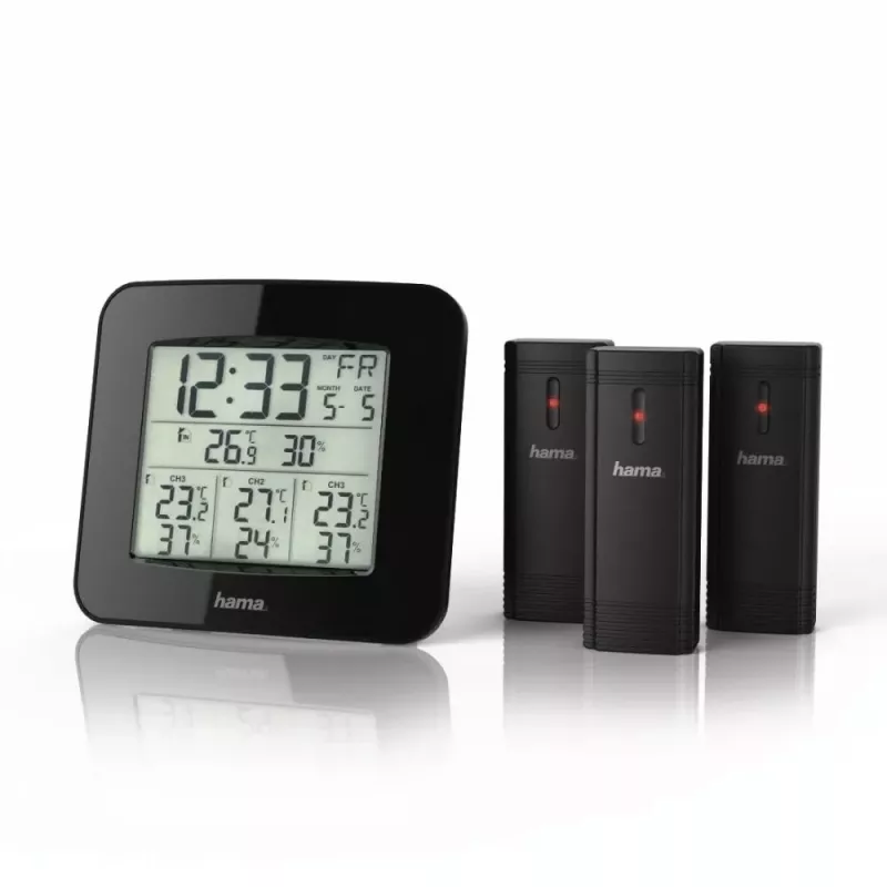 Hama „EWS-Trio“ Wetterstation, mit drei Sensoren, schwarz