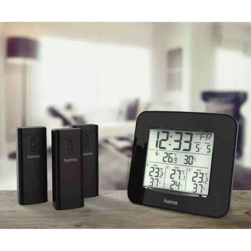 Hama „EWS-Trio“ Wetterstation, mit drei Sensoren, schwarz