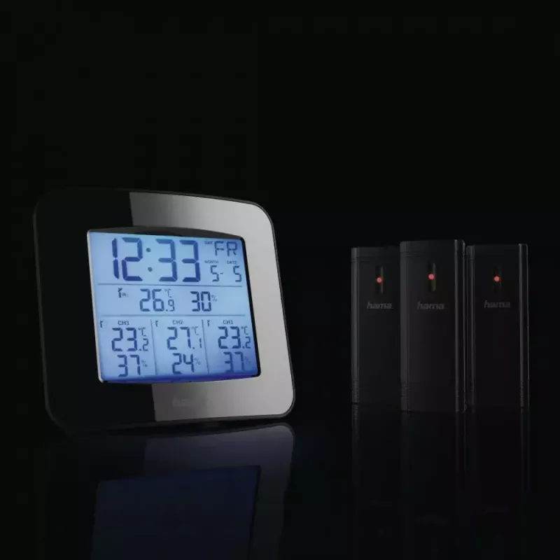 Hama „EWS-Trio“ Wetterstation, mit drei Sensoren, schwarz