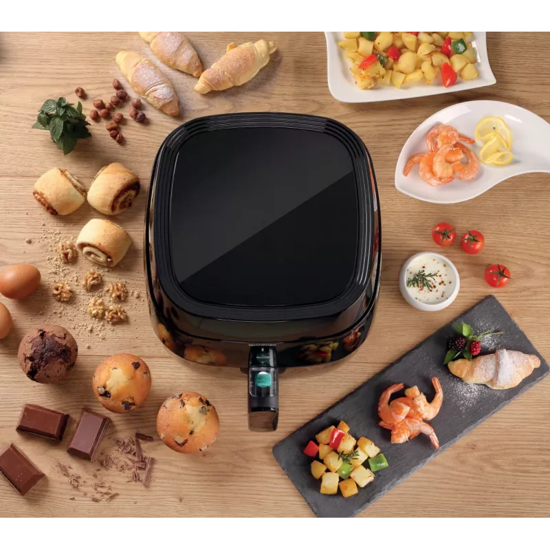 Heißluftfritteuse Gorenje AF1409DB — 3,2 L Fassungsvermögen, 1400 W, LED-Anzeige, min. Temperatur 90 °C, schwarz