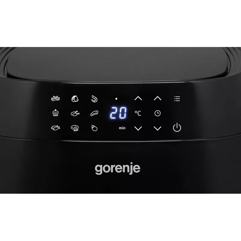 Heißluftfritteuse Gorenje AF1409DB — 3,2 L Fassungsvermögen, 1400 W, LED-Anzeige, min. Temperatur 90 °C, schwarz