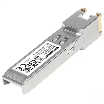 Intellinet Transceiver-Modul optisch, Gigabit RJ45 Kupfer SFP, 1000Base-T (RJ45) Port, 100 m, MSA-konform, entspricht Cisco GLC-T, Ethernet, Glasfaser, drei Jahre Garantie