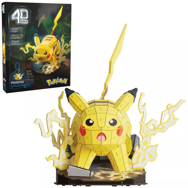 4D Build, Pokémon Pikachu 3D-Modellbausatz, Pokémon-Figur, Kanto First Partner Collection, Schreibtischdekoration, 201 Teile, für Kinder ab 12 Jahren