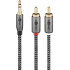 Audiokabel Goobay 65285 3,5 mm Klinke auf 2×Cinch, 1 m, Kupfer, vergoldete Kontakte, magnetisch geschirmt (Silber/Schwarz)