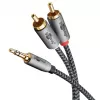 Audiokabel Goobay 65285 3,5 mm Klinke auf 2×Cinch, 1 m, Kupfer, vergoldete Kontakte, magnetisch geschirmt (Silber/Schwarz)