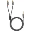 Audiokabel Goobay 65285 3,5 mm Klinke auf 2×Cinch, 1 m, Kupfer, vergoldete Kontakte, magnetisch geschirmt (Silber/Schwarz)
