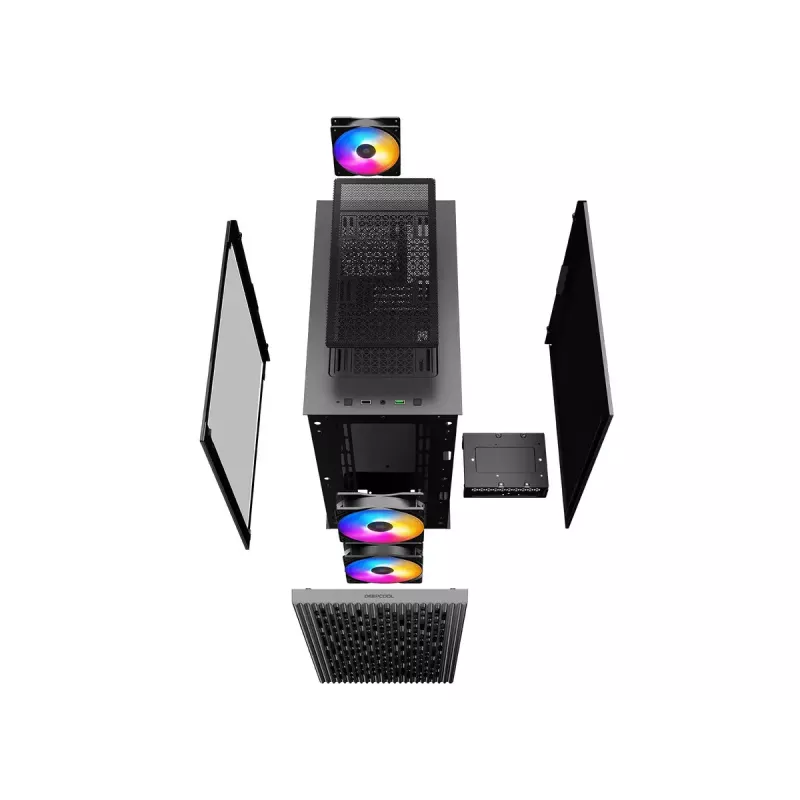 PC-Gehäuse DeepCool MATREXX 40 3FS Micro Tower — Micro ATX/Mini-ITX, gehärtetes Glas, 3x140/2x120 Lüfterunterstützung, GPU bis zu 320 mm, 2x3,5 Zoll + 2x2,5 Zoll, Schwarz