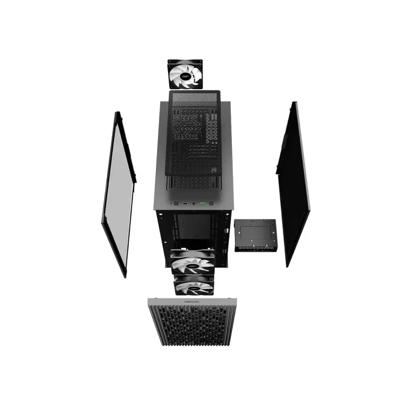 PC-Gehäuse DeepCool MATREXX 40 3FS Micro Tower — Micro ATX/Mini-ITX, gehärtetes Glas, 3x140/2x120 Lüfterunterstützung, GPU bis zu 320 mm, 2x3,5 Zoll + 2x2,5 Zoll, Schwarz