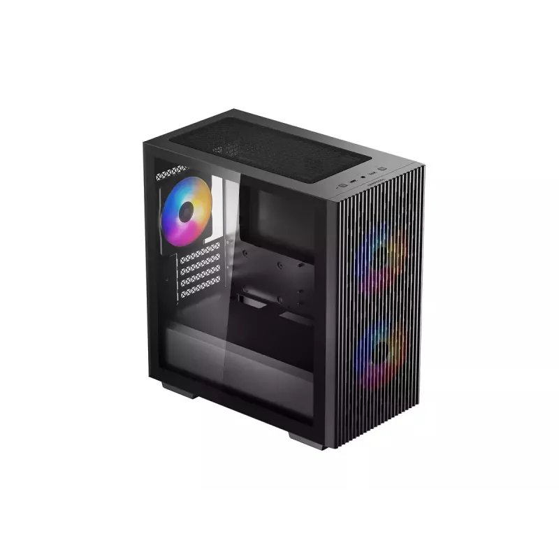 PC-Gehäuse DeepCool MATREXX 40 3FS Micro Tower — Micro ATX/Mini-ITX, gehärtetes Glas, 3x140/2x120 Lüfterunterstützung, GPU bis zu 320 mm, 2x3,5 Zoll + 2x2,5 Zoll, Schwarz