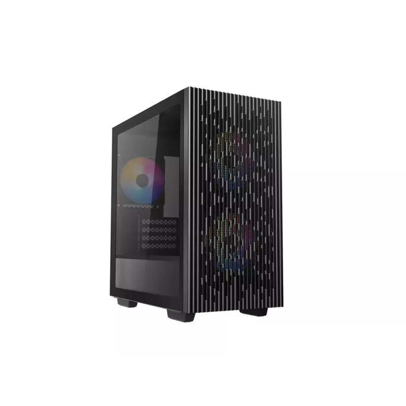 PC-Gehäuse DeepCool MATREXX 40 3FS Micro Tower — Micro ATX/Mini-ITX, gehärtetes Glas, 3x140/2x120 Lüfterunterstützung, GPU bis zu 320 mm, 2x3,5 Zoll + 2x2,5 Zoll, Schwarz