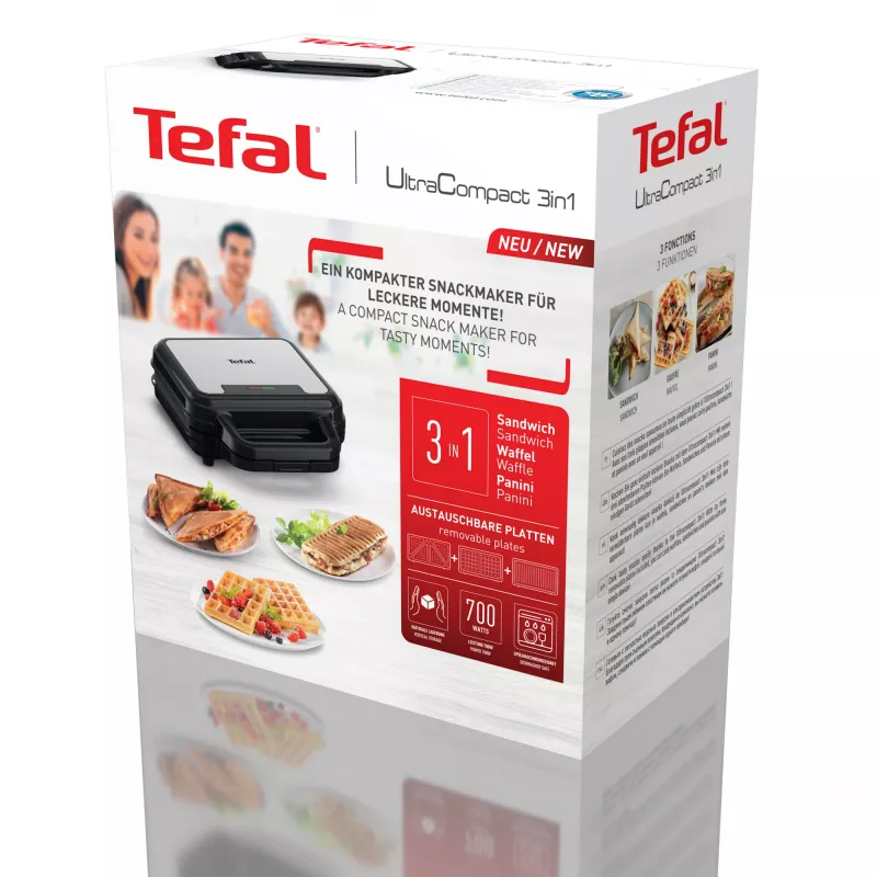 Tefal SW383D10 Sandwichmaker 700 W Schwarz, Edelstahl