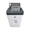 Aktenvernichter HP ONESHRED Auto 200CC — automatische Zufuhr für 200 Blatt, Mikroschnitt P-4, 28-Liter-Auffangbehälter, weiß-grau