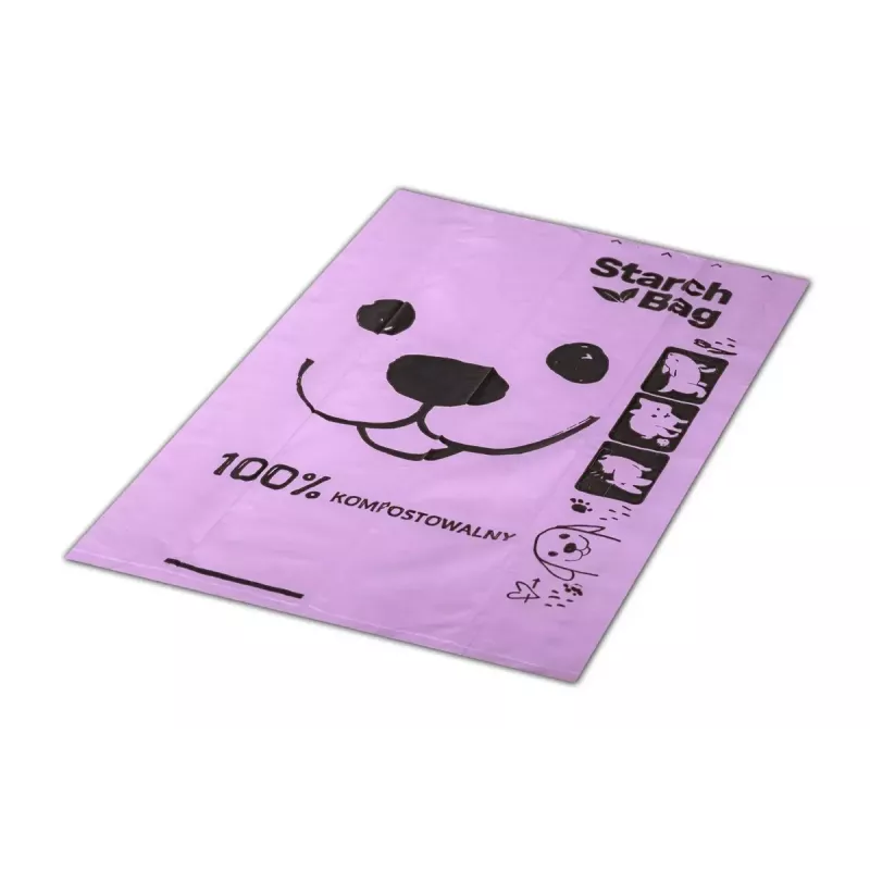 Kompostierbare Kotbeutel Starch Bag STARCHBAG BIO flieder, Pflanzenfasern, 8 × 15 Stk.