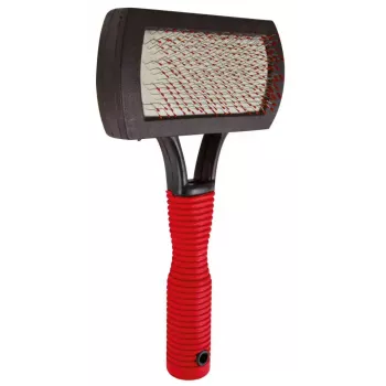 Bürste Trixie 2301 Gummi-Pflegebürste für Katzen und Hunde, ergonomischer rutschfester Griff, rot/schwarz