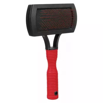 Bürste Trixie 2301 Gummi-Pflegebürste für Katzen und Hunde, ergonomischer rutschfester Griff, rot/schwarz