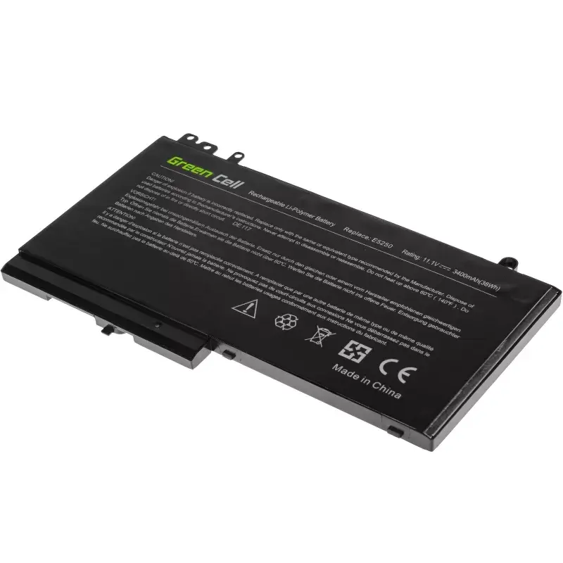 Akku Grün Cell DE117 für DELL Latitude 11 3150/3160, 12/ E5250/E5270 — LiPo 11.1V 3400mAh, 4 Zellen, schwarz