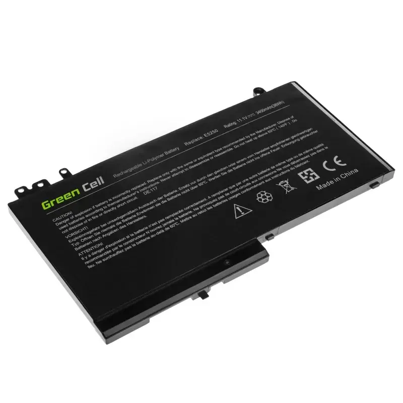 Akku Grün Cell DE117 für DELL Latitude 11 3150/3160, 12/ E5250/E5270 — LiPo 11.1V 3400mAh, 4 Zellen, schwarz