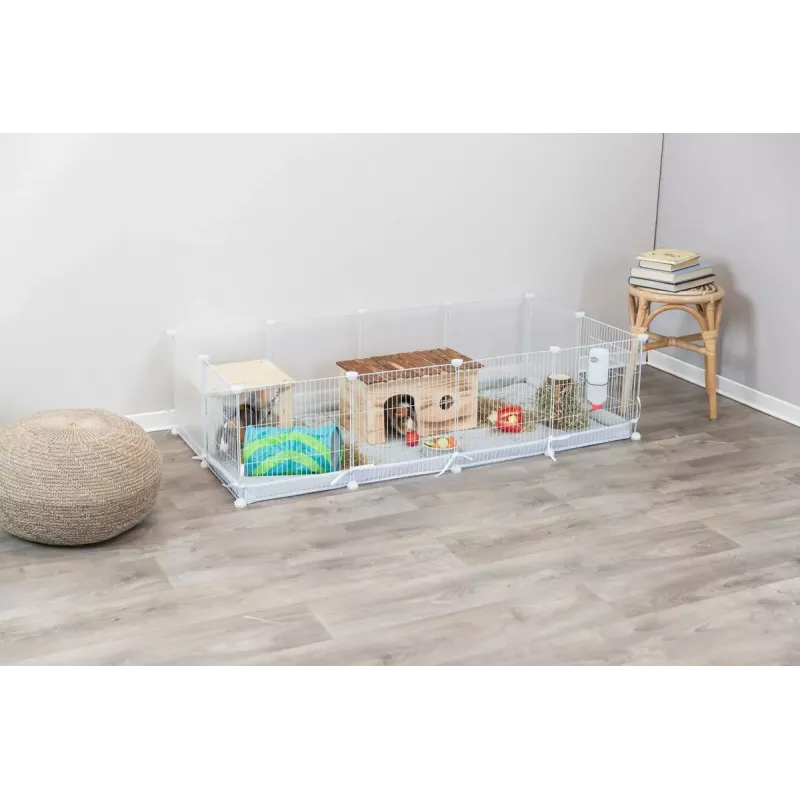 Trixie Indoor-Auslauf TX-62460 für Meerschweinchen/Kaninchen, Metall, Grau, 1400×700×350 mm