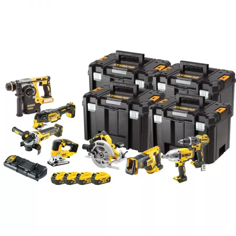 Schnurloses Kombi-Kit DeWalt DCK865P4T 18V — Kit mit vier 5,0-Ah-Akkus und TSTAK-Koffern