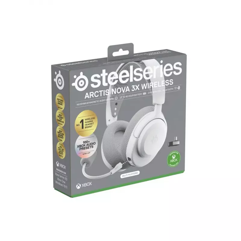 Headset STEELSERIES Arctis Nova 3X Wireless — binaurales Over-Ear-Headset, Bluetooth 5.3, 2,4 GHz RF, 40 h Akku, USB-C