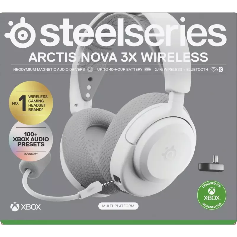 Headset STEELSERIES Arctis Nova 3X Wireless — binaurales Over-Ear-Headset, Bluetooth 5.3, 2,4 GHz RF, 40 h Akku, USB-C