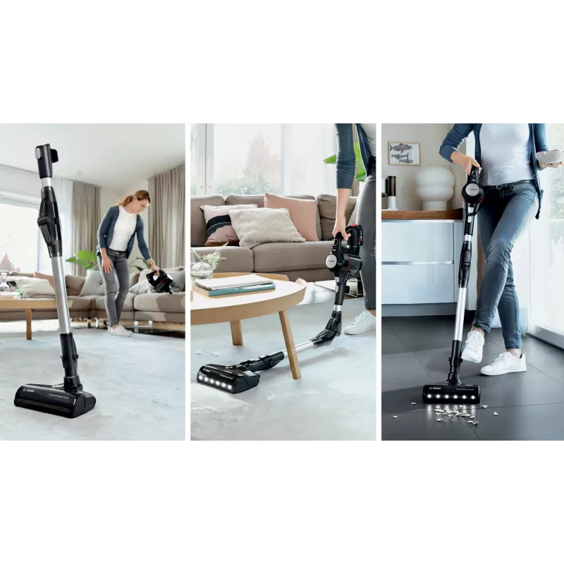 Stabstaubsauger Bosch BCS711PET — kabellos 18 V, 40 min Laufzeit, 0,3 l beutellos, für Hartböden und Teppiche, rot/schwarz