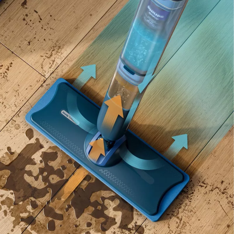Philips 5000 series OneUp Electric Mop, Kabelloser Wischmopp, 0,178 L, Blau, 0,281 L, 70 Min., 350 mm