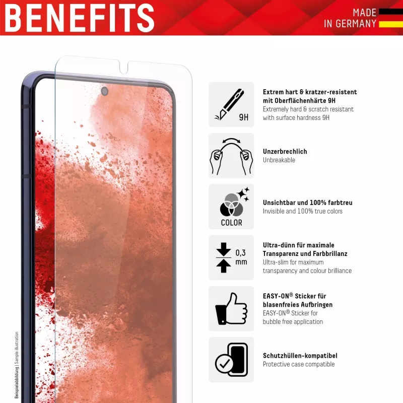 Displex Smart Glass (9H) für Samsung Galaxy A12/A13/A32 5G, Montageaufkleber, unzerbrechlich, ultradünn, unsichtbar