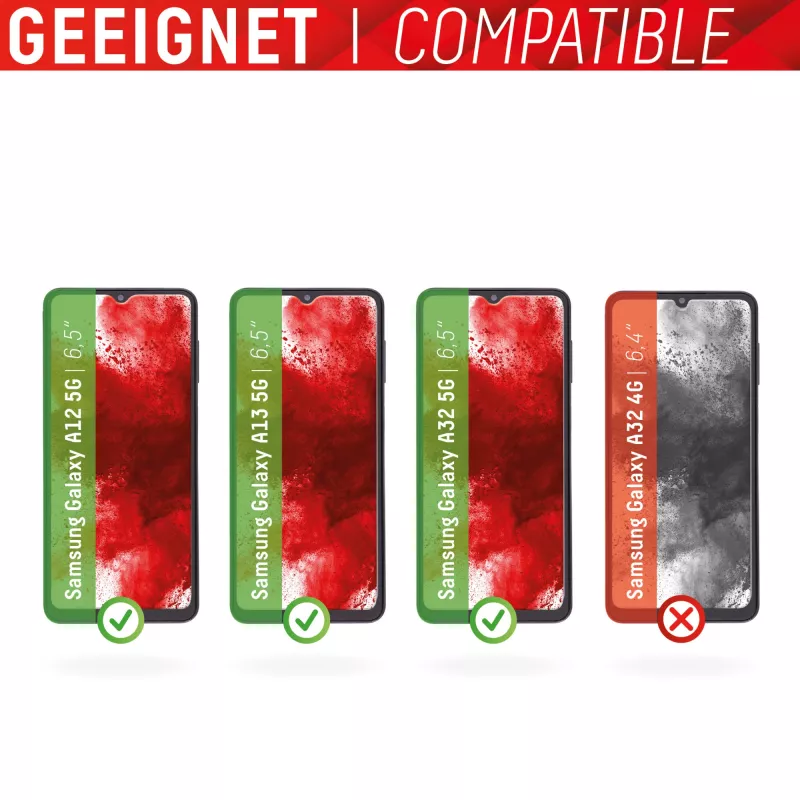 Displex Smart Glass (9H) für Samsung Galaxy A12/A13/A32 5G, Montageaufkleber, unzerbrechlich, ultradünn, unsichtbar