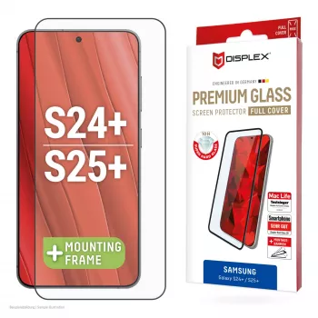 Displex Full Cover Screen Protector (10H) für Samsung Galaxy S24+/S25+, Eco-Montagerahmen, Full Cover