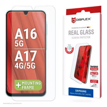 Displex Displayschutz (10H) für Samsung Galaxy A17 (4G/5G)/A16, Eco-Montagerahmen, kratzfest