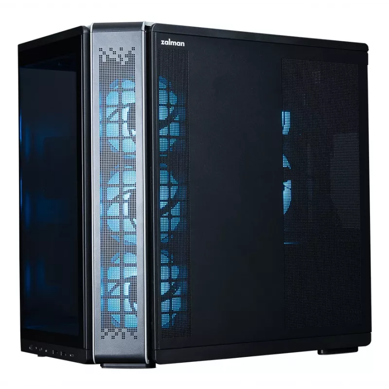ZALMAN P60 Schwarz PC Midi Tower Gehäuse – ATX/Mini-ITX, gehärtetes Glas, 3x120mm Seiten- + 2x120mm Hecklüfter, 290×475×478 mm