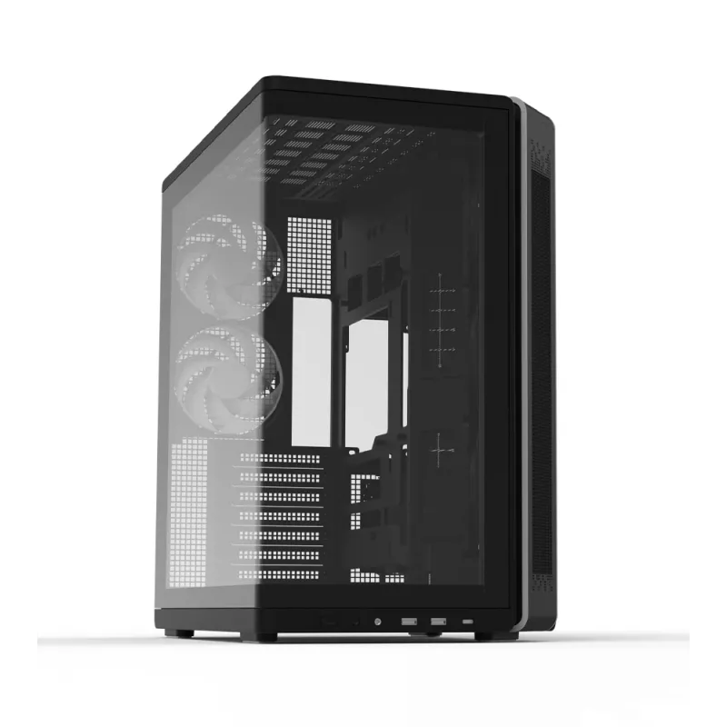 ZALMAN P60 Schwarz PC Midi Tower Gehäuse – ATX/Mini-ITX, gehärtetes Glas, 3x120mm Seiten- + 2x120mm Hecklüfter, 290×475×478 mm