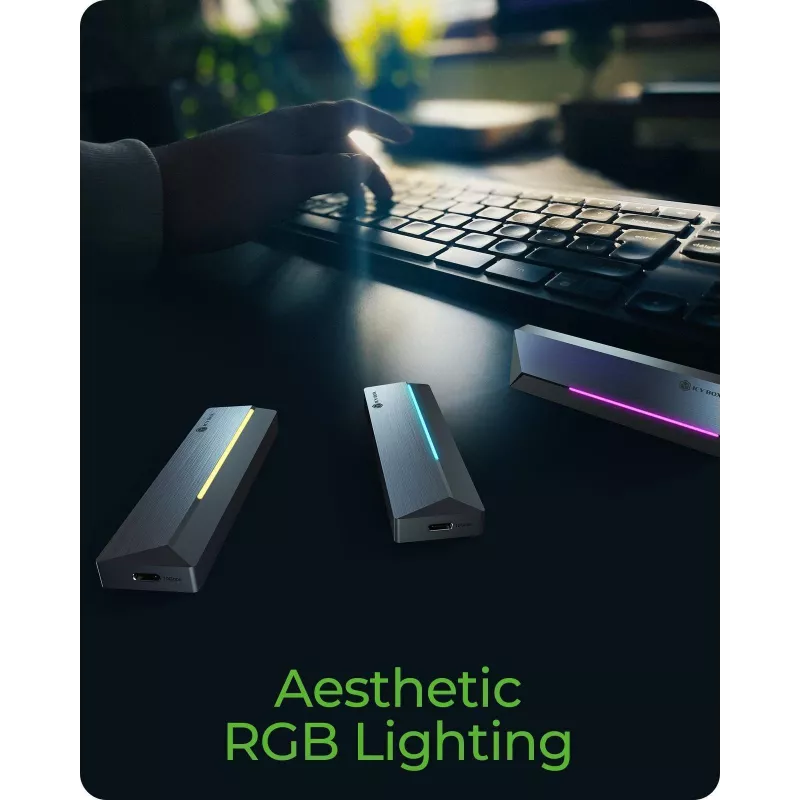 ICY BOX M.2 SATA/NVMe SSD-Gehäuse mit USB 3.2 Gen 2 Type-C und RGB-Beleuchtung