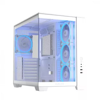 PC-Gehäuse ASUS A32 PLUS/WT/TG/ARGB Mid Tower, weiß, ATX, gehärtetes Glas, ARGB, USB-C, unterstützt GPUs bis 420 mm