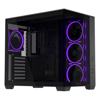 PC-Gehäuse ASUS A32 PLUS ATX, schwarz — gehärtetes Glas, RGB-Lüfter, USB-C, unterstützt ATX/Micro-ATX/Mini-ITX