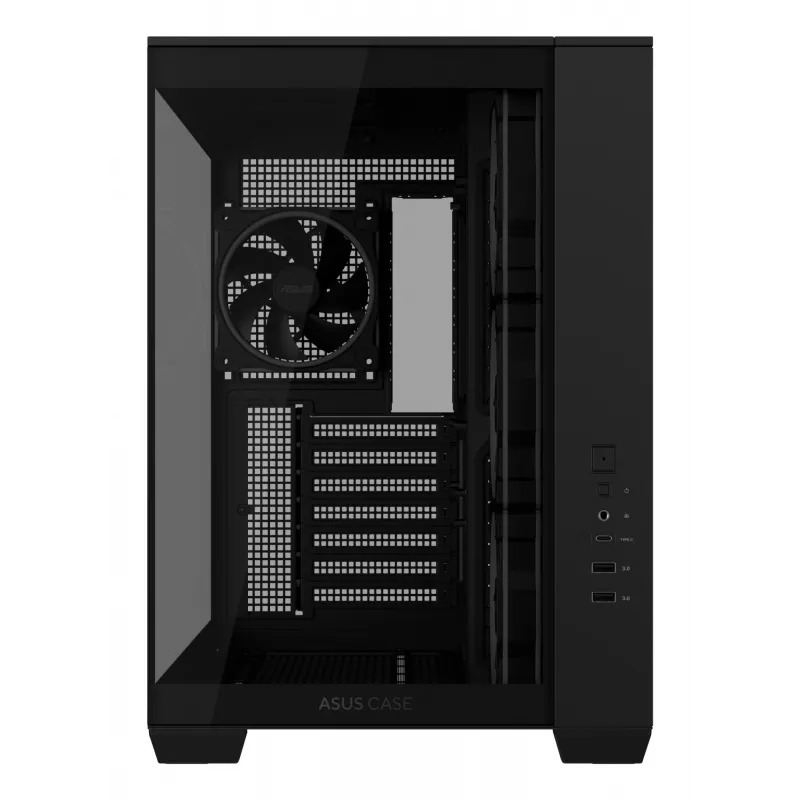 PC-Gehäuse ASUS A32 PLUS ATX, schwarz — gehärtetes Glas, RGB-Lüfter, USB-C, unterstützt ATX/Micro-ATX/Mini-ITX
