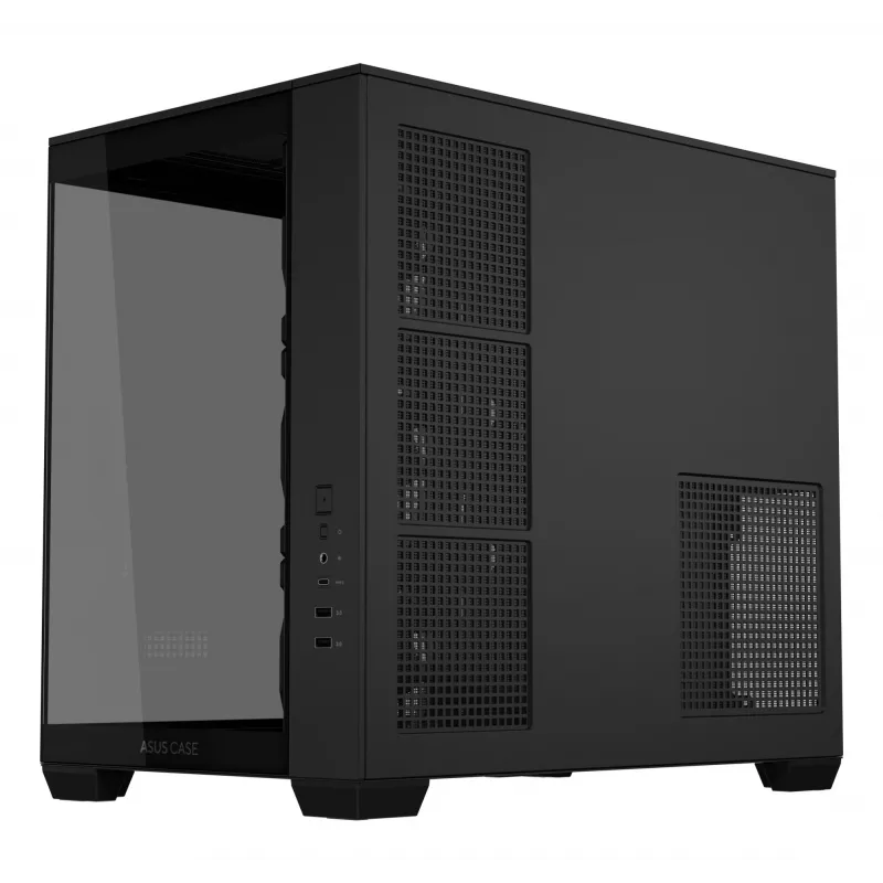 PC-Gehäuse ASUS A32 PLUS ATX, schwarz — gehärtetes Glas, RGB-Lüfter, USB-C, unterstützt ATX/Micro-ATX/Mini-ITX